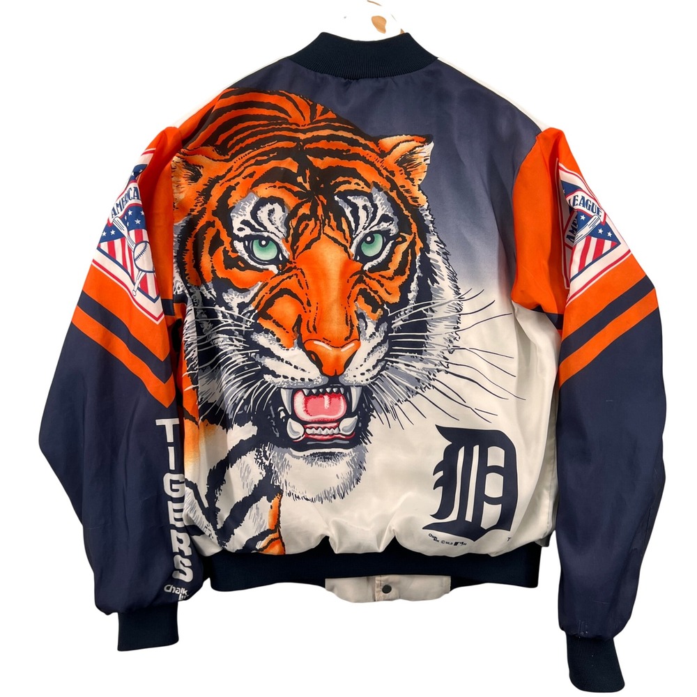 Vintage '89 Chalk Line Fanimation Detroit Tigers MLB Bomber Jacket Mens Medium‎